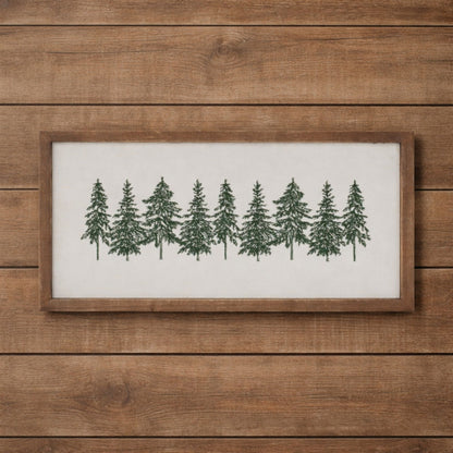 Embroidered Pine Tree Wall Art 16"L