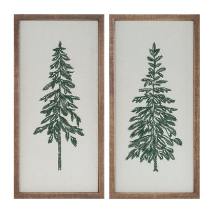 Embroidered Pine Tree Wall Art (Set of 2)