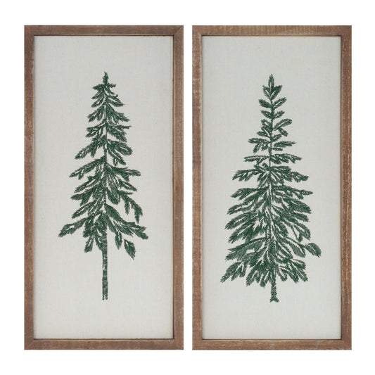 Embroidered Pine Tree Wall Art (Set of 2)