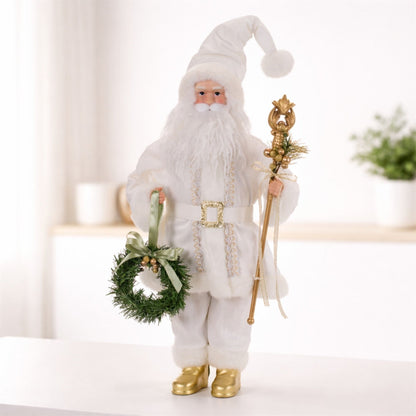 Santa Figurine with Wreath and Staff