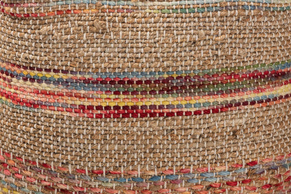 Baxton Studio Caiman Moroccan Inspired Multicolored Handwoven Hemp Pouf Ottoman