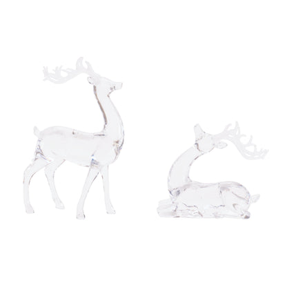 Clear Acrylic Deer Figurines (Set of 2)
