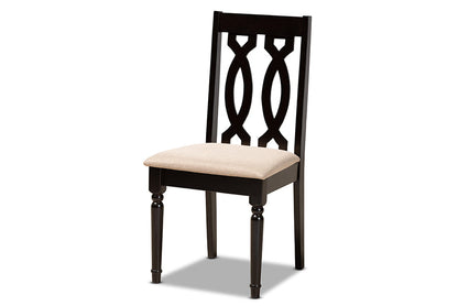 Baxton Studio Callie Modern and Contemporary Sand Fabric Upholstered and Dark Brown Finished Wood 5-Piece Dining Set