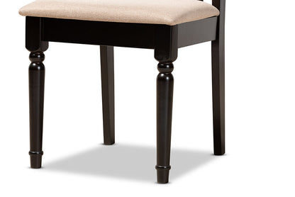 Baxton Studio Callie Modern and Contemporary Sand Fabric Upholstered and Dark Brown Finished Wood 5-Piece Dining Set