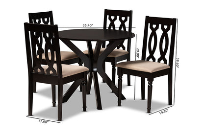 Baxton Studio Callie Modern and Contemporary Sand Fabric Upholstered and Dark Brown Finished Wood 5-Piece Dining Set