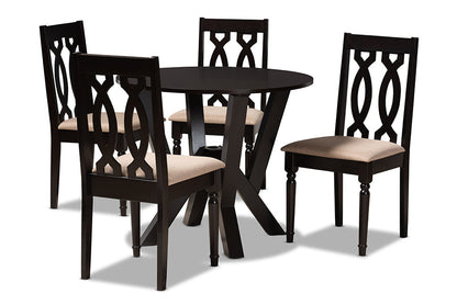 Baxton Studio Anise Modern and Contemporary Sand Fabric Upholstered and Dark Brown Finished Wood 5-Piece Dining Set