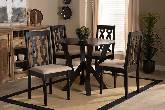 Baxton Studio Anise Modern and Contemporary Sand Fabric Upholstered and Dark Brown Finished Wood 5-Piece Dining Set