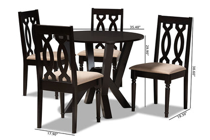 Baxton Studio Anise Modern and Contemporary Sand Fabric Upholstered and Dark Brown Finished Wood 5-Piece Dining Set