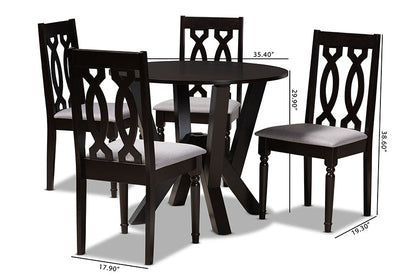 Baxton Studio Anise Modern and Contemporary Grey Fabric Upholstered and Dark Brown Finished Wood 5-Piece Dining Set