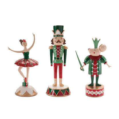 Nutcracker Soldier, Mouse & Ballerina Figurines (Set of 3)