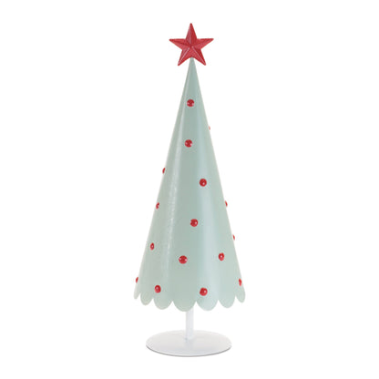 Metal Christmas Tree with Red Star (Set of 2)