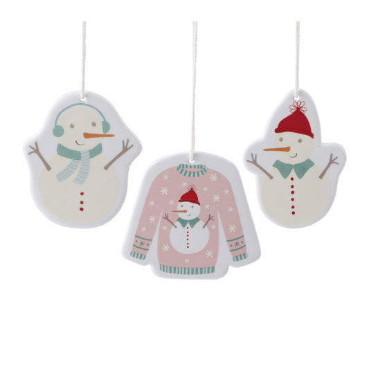 Ceramic Snowman Ornament Set of 12