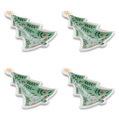 Holiday Tree Ceramic Trinket Dish (Set of 4)