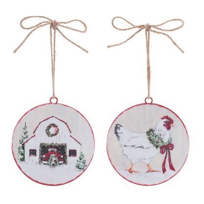 Double-Sided Farmhouse Disc Ornament (Set of 12)