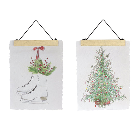 Christmas Tree & Ice Skate Holiday Banner (Set of 2)