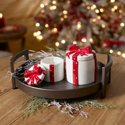 Ceramic Gift Box Containers with Red Bow (Set of 2)
