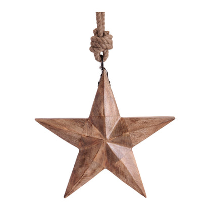 Wood and Jute Star Ornament 14.75"H