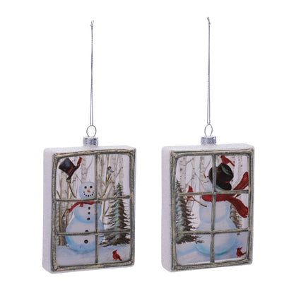 Glass Snowman Window Ornament Set of 6