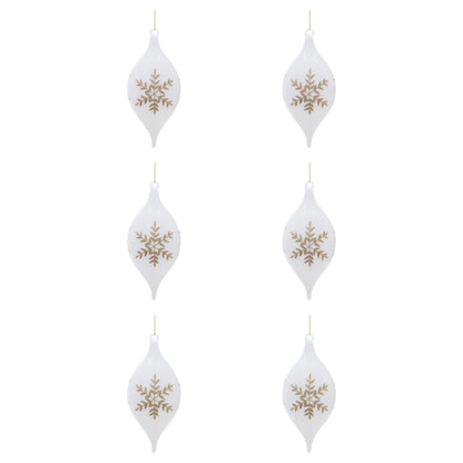 Glass Ornament with Snowflake Set of 6
