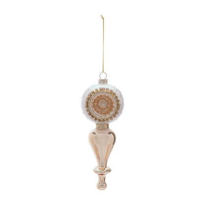 Glass Finial Reflector Ornament Set of 12