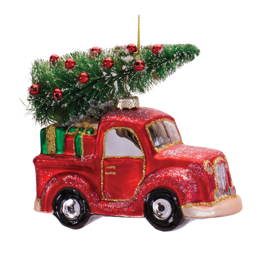 Glass Truck and Tree Ornament Set of 12