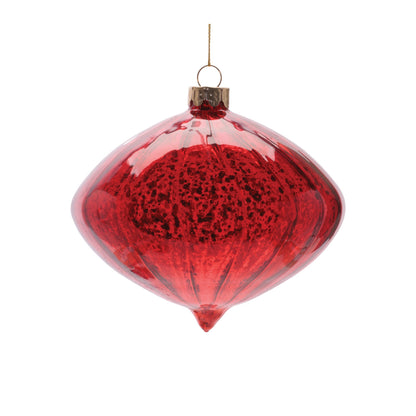 Ribbed Mercury Glass Onion and Finial Ornament (Set of 4)