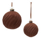 Flocked Ribbed Glass Ball Ornament (Set of 6)