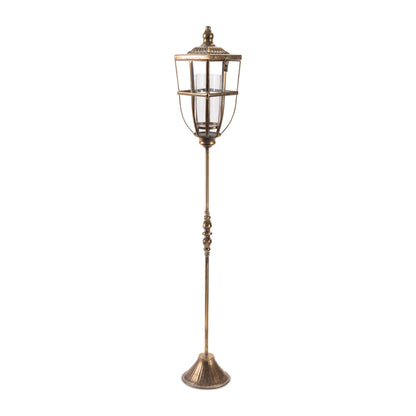 Distressed Metal Lantern Post with Glass Insert 48"H