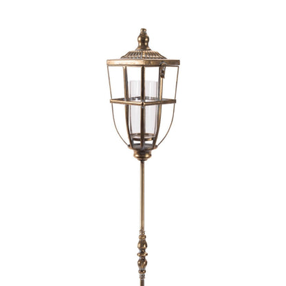 Distressed Metal Lantern Post with Glass Insert 48"H