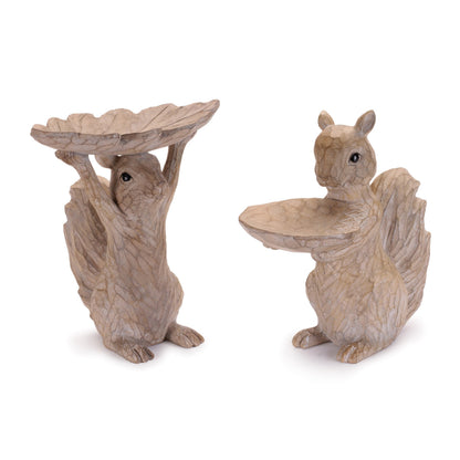 Woodland Squirrel Resin Bird Feeder Set (Set of 2)