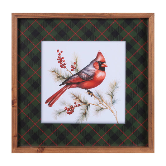 Framed Cardinal Print Wall Art 15.5"SQ