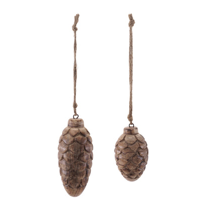 Wooden Pine Cone Ornament Set of 24 Ð 5" & 5.75"H