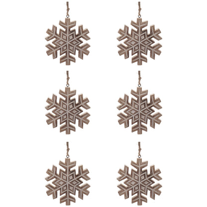 Wooden Snowflake Ornament Set of 6 Ð 5.5"H