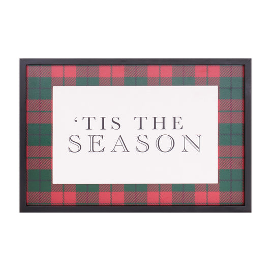 Framed Plaid Tis the Season Print 15.5"L
