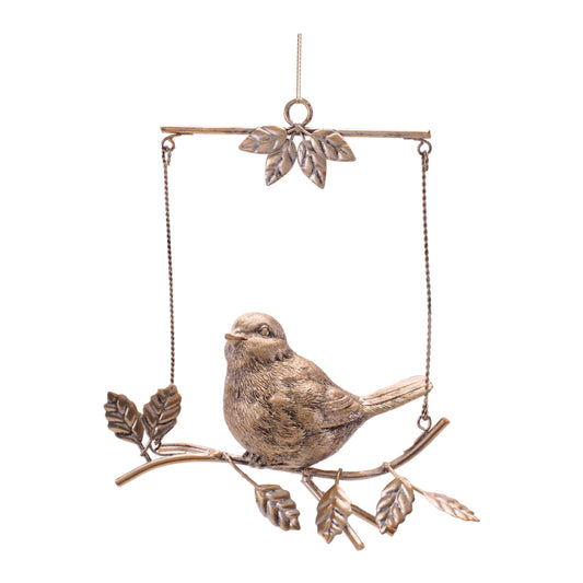 Bird on Branch Hanging Ornament (Set of 4)