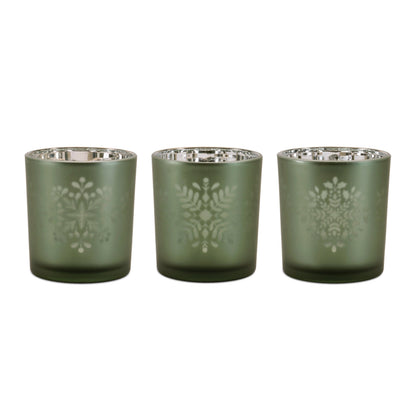 Frosted Snowflake Votive Holder (Set of 3)