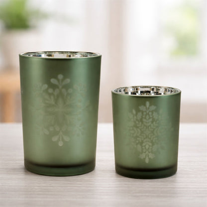 Frosted Snowflake Candle Holder (Set of 2)