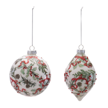 Holiday Botanical Glass Ornament (Set of 6)