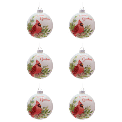 Cardinal Ball Ornament Set of 6 Ð 4"D Glass