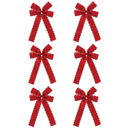 Striped Edge Bow Ornament (Set of 6)