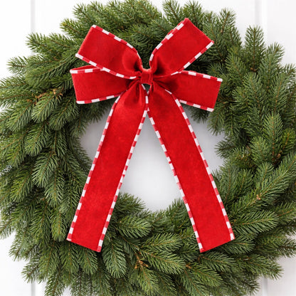 Striped Edge Bow Ornament (Set of 6)