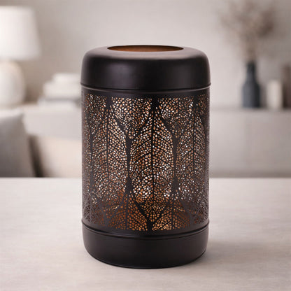 Cut Metal Leaf Pattern Lantern 13"H