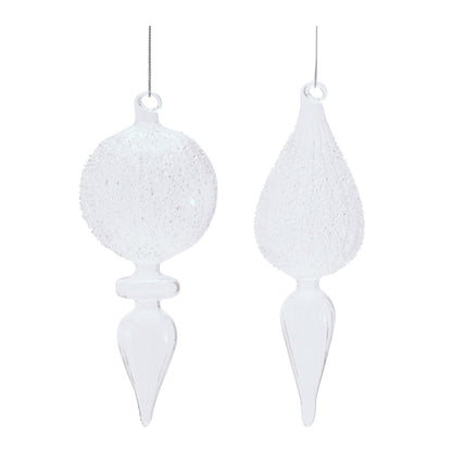 Frosted Textured Glass Finial Ornament (Set of 4)