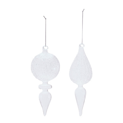 Frosted Textured Glass Finial Ornament (Set of 4)