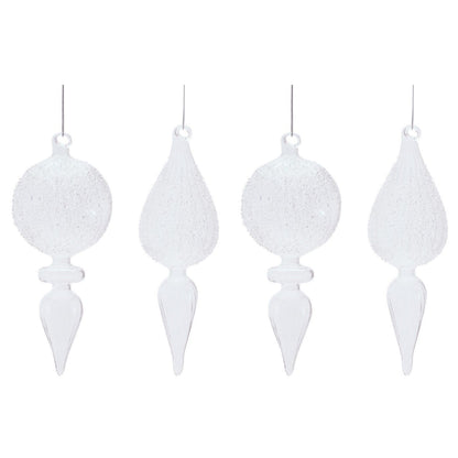 Frosted Textured Glass Finial Ornament (Set of 4)