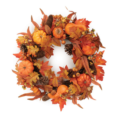 Pumpkin & Pinecone Fall Harvest Wreath 24"D