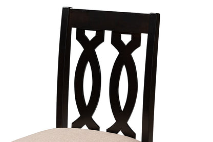 Baxton Studio Darcie Modern and Contemporary Sand Fabric Upholstered Espresso Brown Finished 2-Piece Wood Counter Stool Set of 4