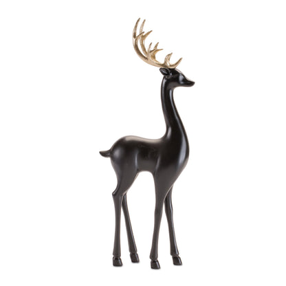 Black Deer Figurines with Gold Antlers (Set of 2)