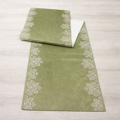 Sage Snowflake Table Runner 72"L