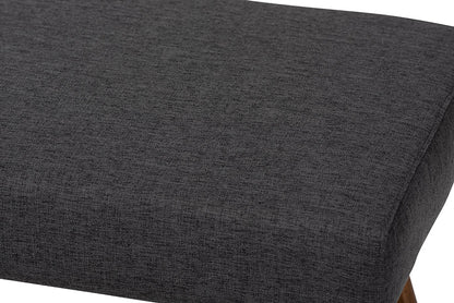 Baxton Studio Rika Mid-Century Modern Dark Grey Fabric Upholstered Walnut Brown Finished Boomerang Bench